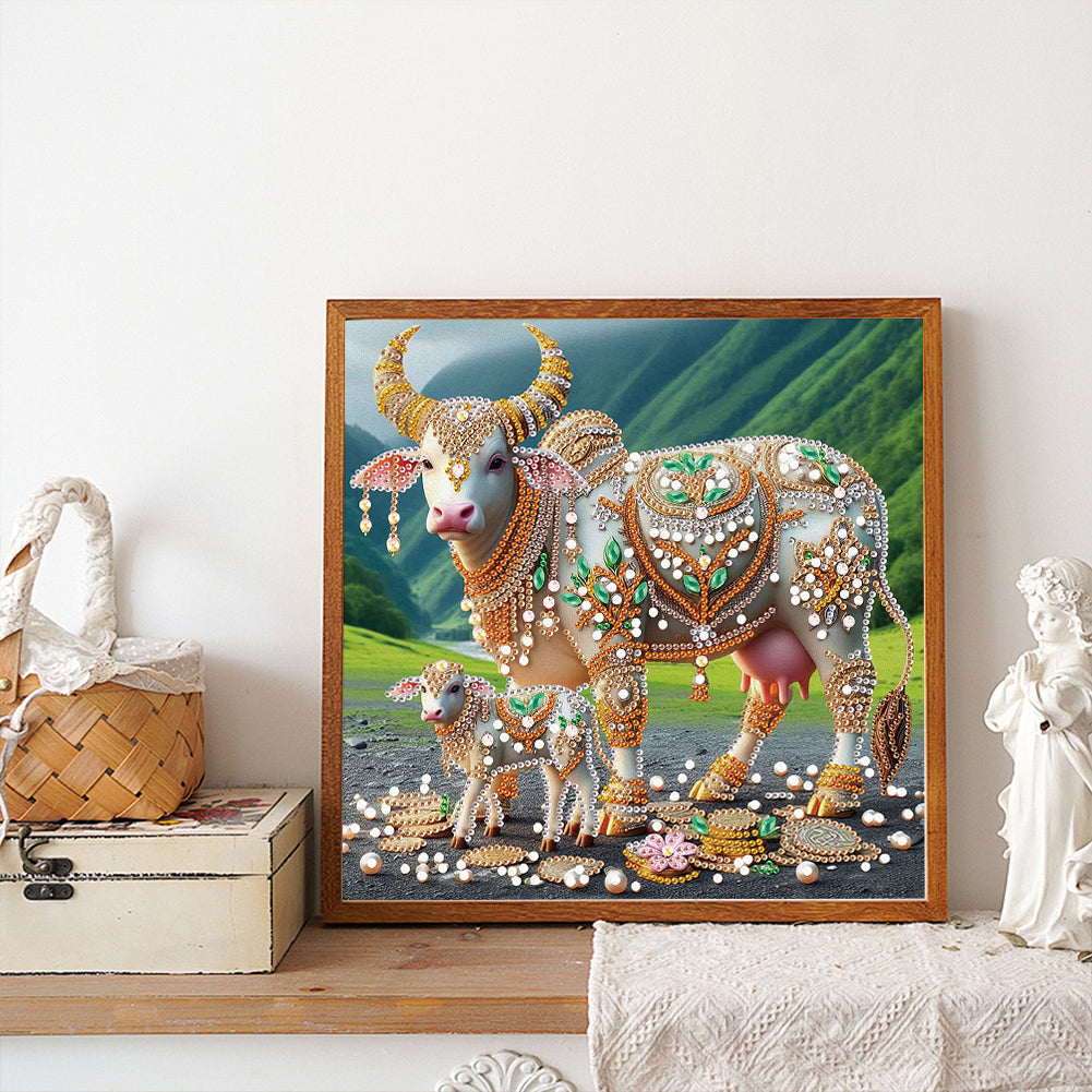 Parent-Child Cow - Special Shaped Drill Diamond Painting 30*30CM