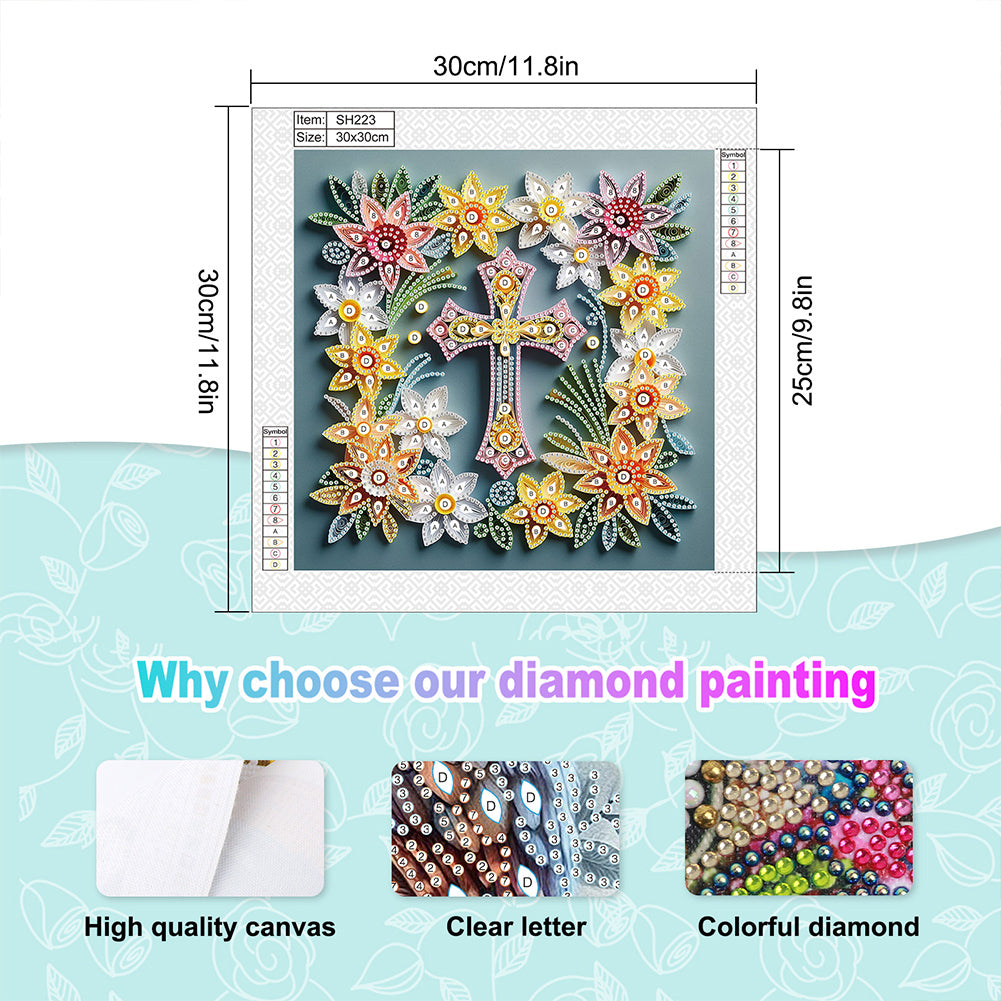 Cross - Special Shaped Drill Diamond Painting 30*30CM