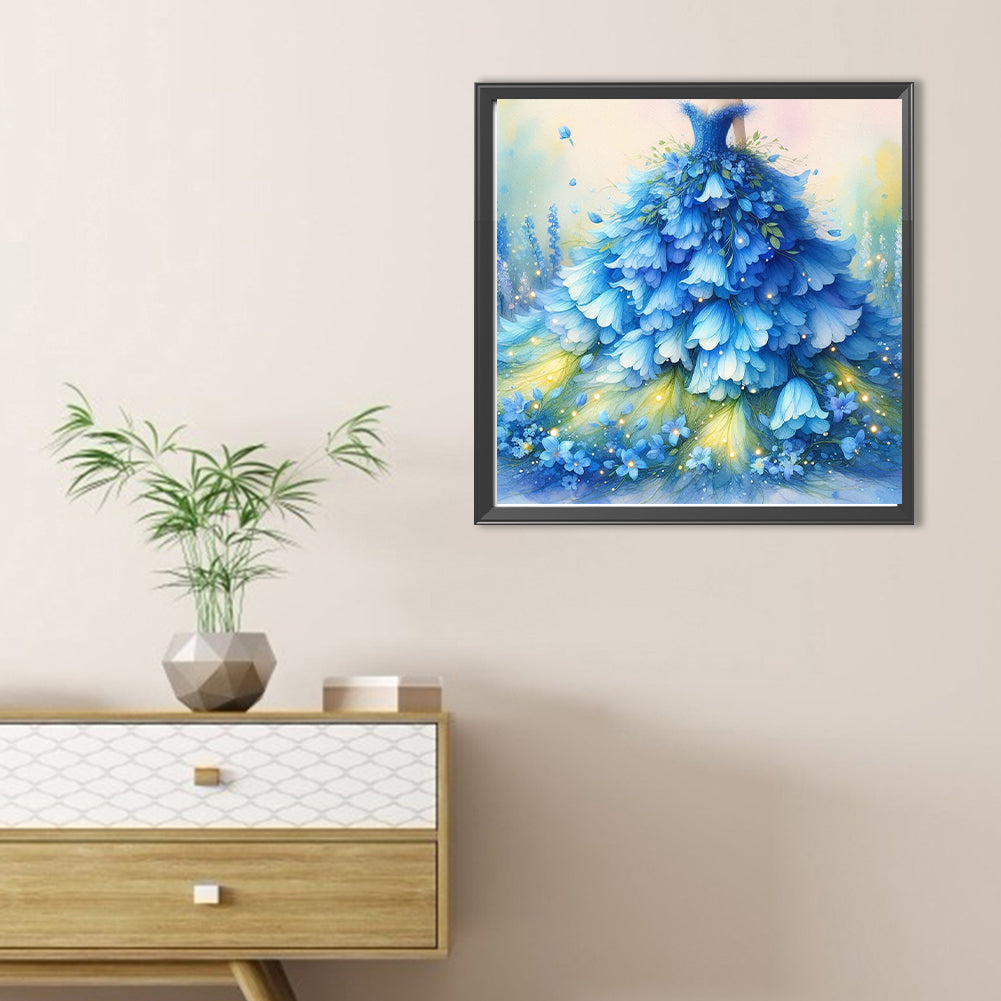 Blue Flower Skirt - Full Round Drill Diamond Painting 30*30CM