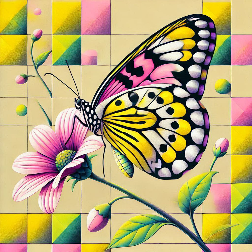 Butterfly In Square - Full Round Drill Diamond Painting 30*30CM