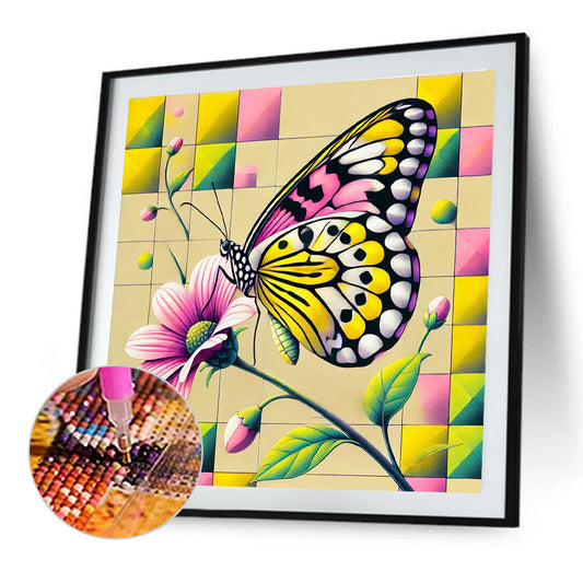 Butterfly In Square - Full Round Drill Diamond Painting 30*30CM