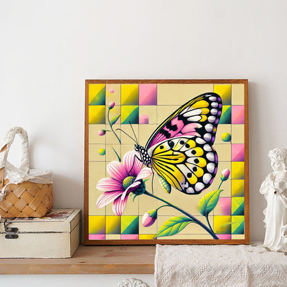 Butterfly In Square - Full Round Drill Diamond Painting 30*30CM