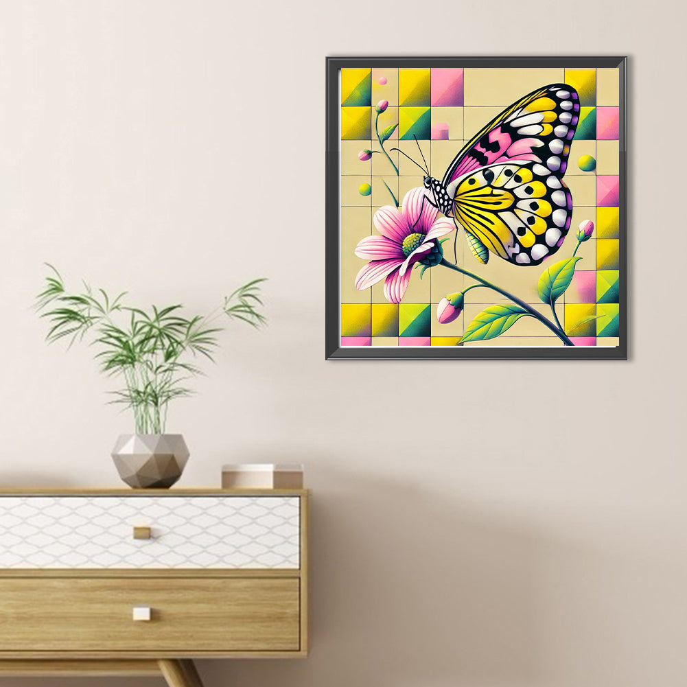 Butterfly In Square - Full Round Drill Diamond Painting 30*30CM