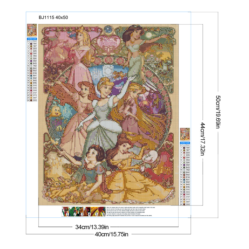Disney Princesses - Full Round Drill Diamond Painting 40*50CM