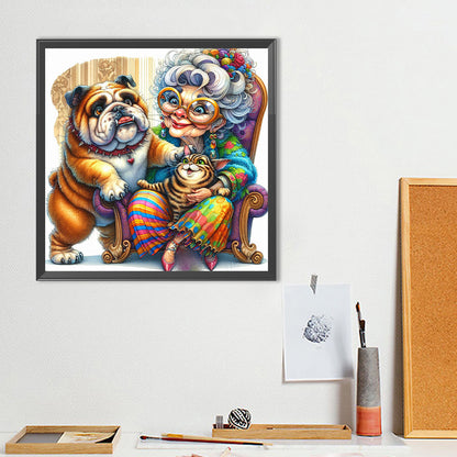 Grandma'S Cats And Dogs - Full Round Drill Diamond Painting 40*40CM