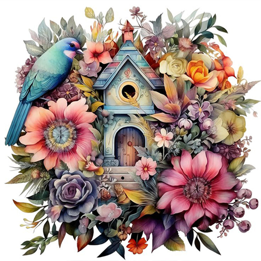 Flower And Bird House - Full AB Square Drill Diamond Painting 40*40CM