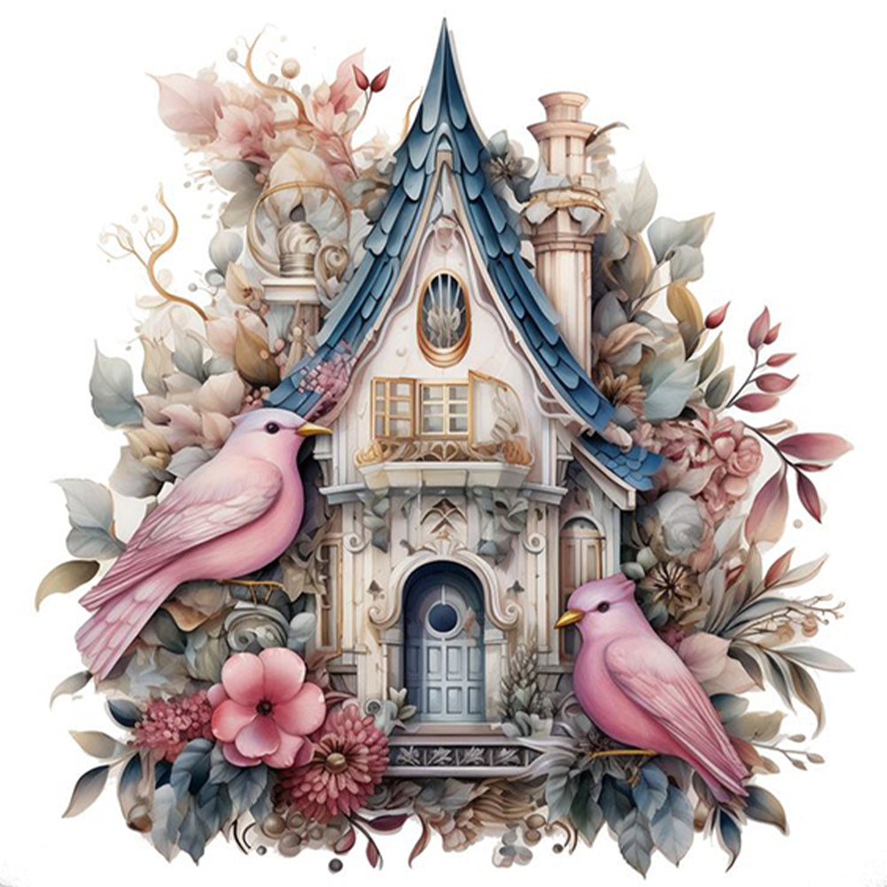 Flower And Bird House - Full AB Square Drill Diamond Painting 40*40CM