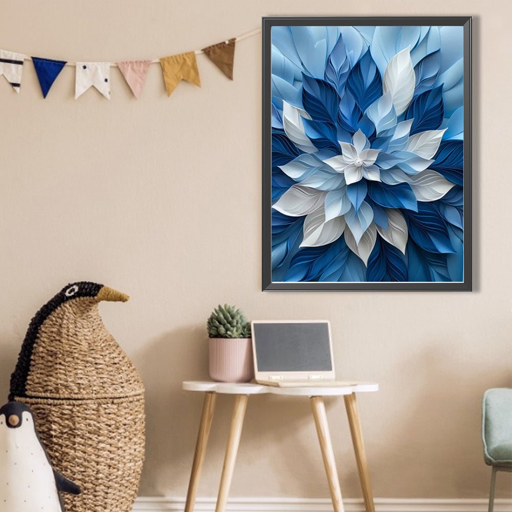 Blue And White Flowers - Full AB Square Drill Diamond Painting 35*45CM