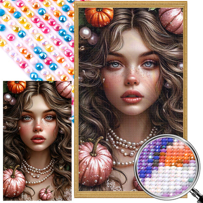 Pumpkin Girl - Full AB Round Drill Diamond Painting 40*70CM