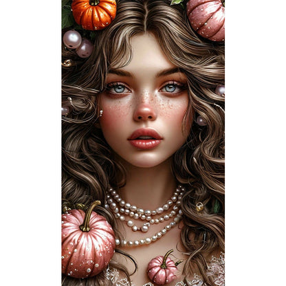 Pumpkin Girl - Full AB Round Drill Diamond Painting 40*70CM