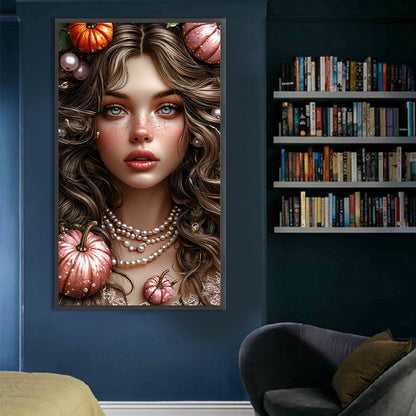 Pumpkin Girl - Full AB Round Drill Diamond Painting 40*70CM