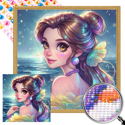 Girl At The Beach - Full AB Round Drill Diamond Painting 40*40CM