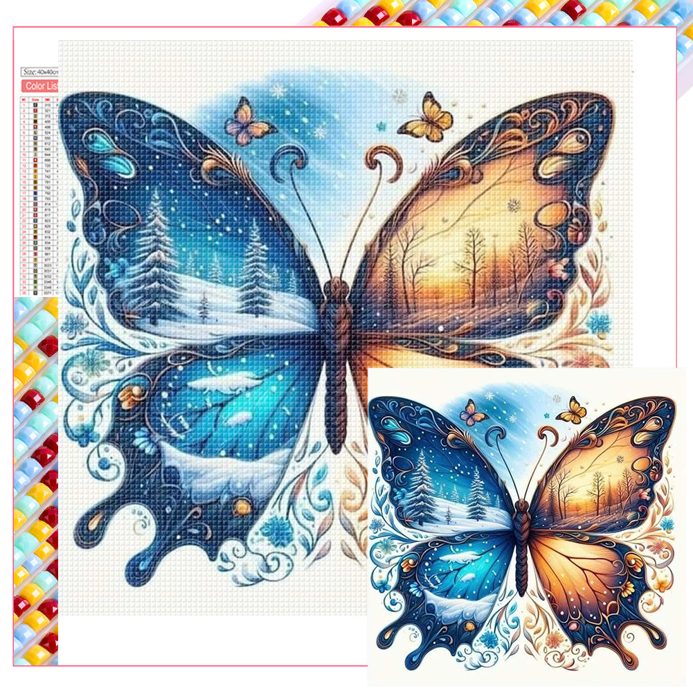 Autumn And Winter Butterfly - Full Square Drill Diamond Painting 40*40CM