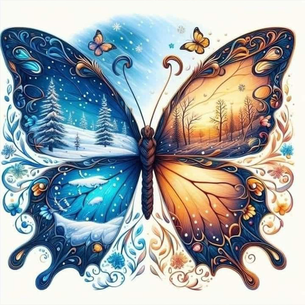 Autumn And Winter Butterfly - Full Square Drill Diamond Painting 40*40CM