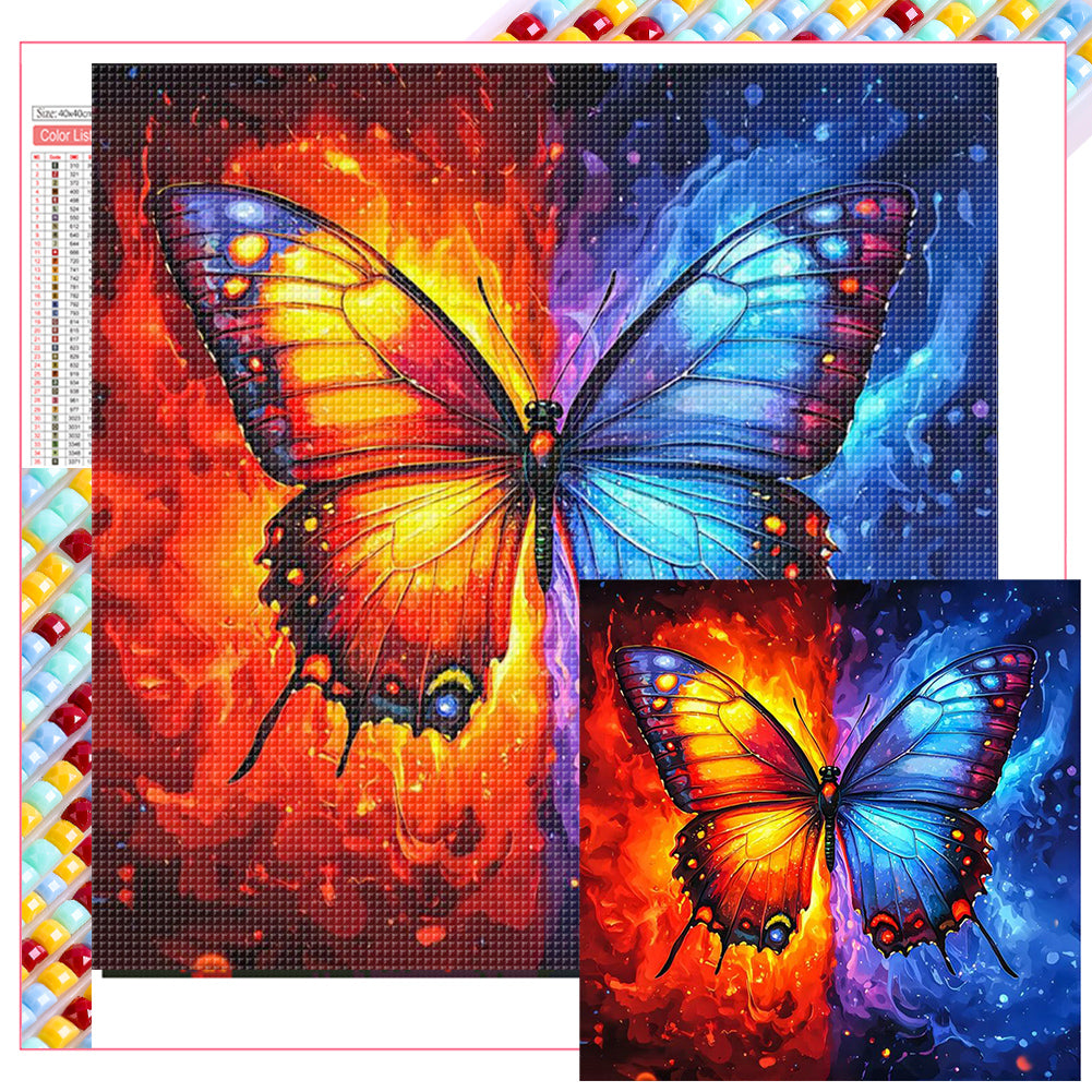 Ice And Fire Butterfly - Full Square Drill Diamond Painting 40*40CM