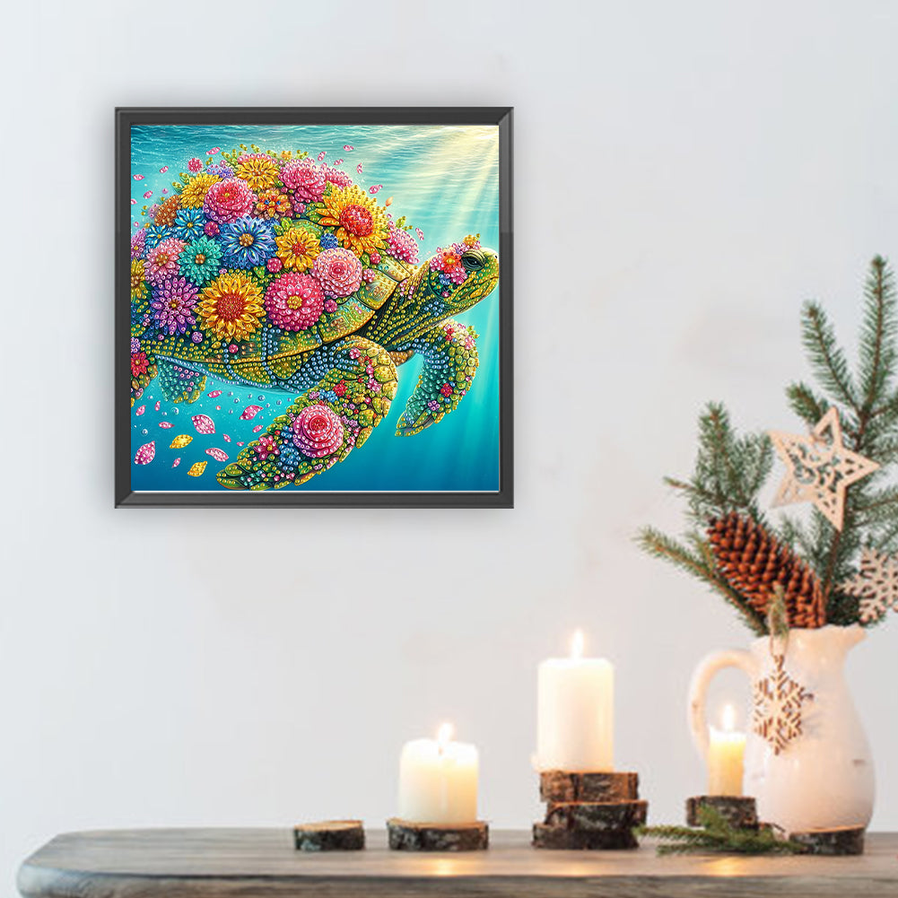 Flower Turtle - Special Shaped Drill Diamond Painting 30*30CM