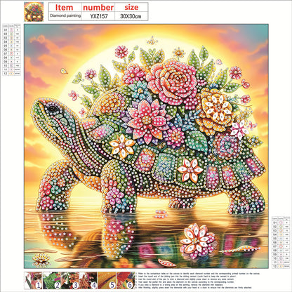 Flower Turtle - Special Shaped Drill Diamond Painting 30*30CM