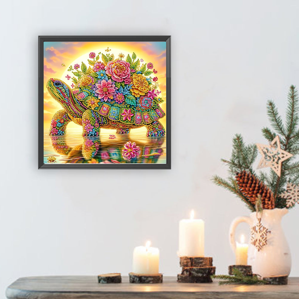 Flower Turtle - Special Shaped Drill Diamond Painting 30*30CM
