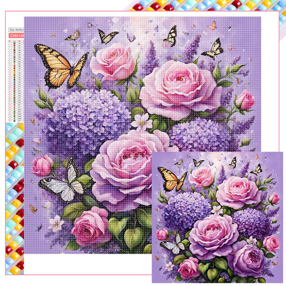 Purple Rose - Full Square Drill Diamond Painting 40*40CM