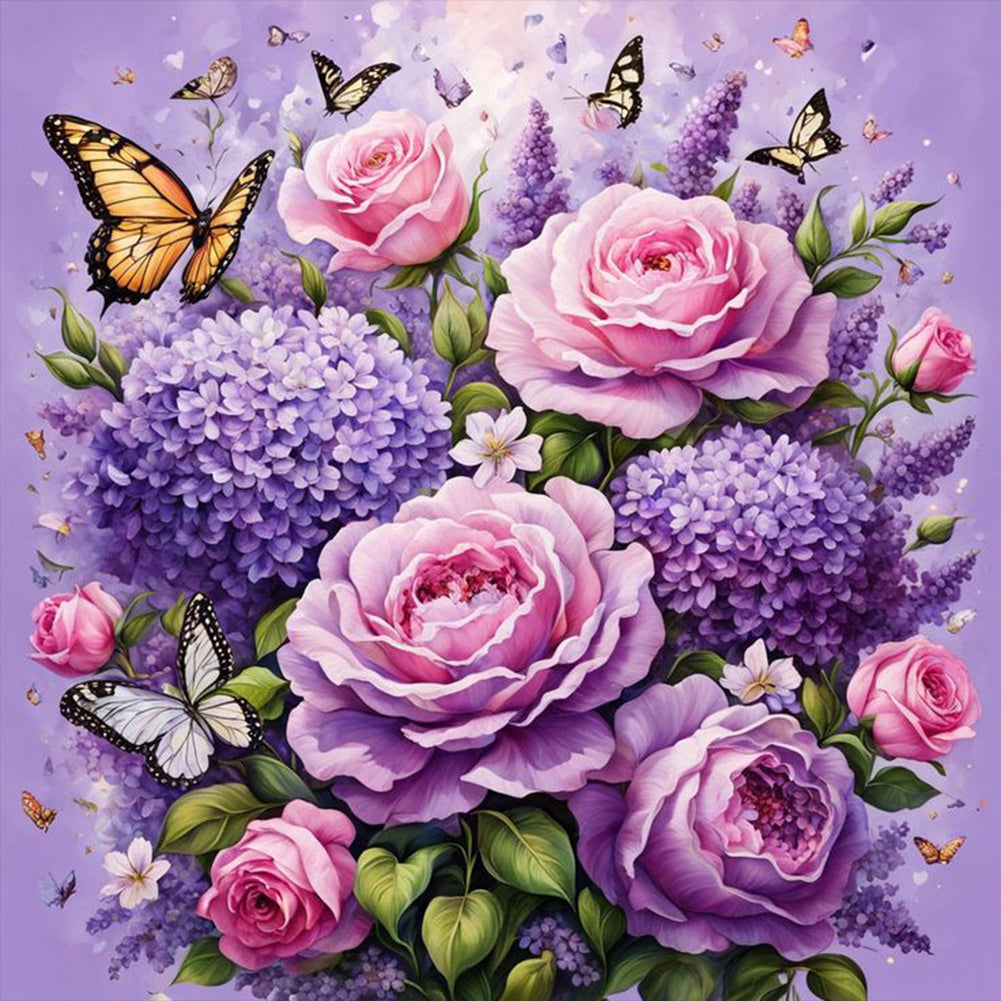 Purple Rose - Full Square Drill Diamond Painting 40*40CM