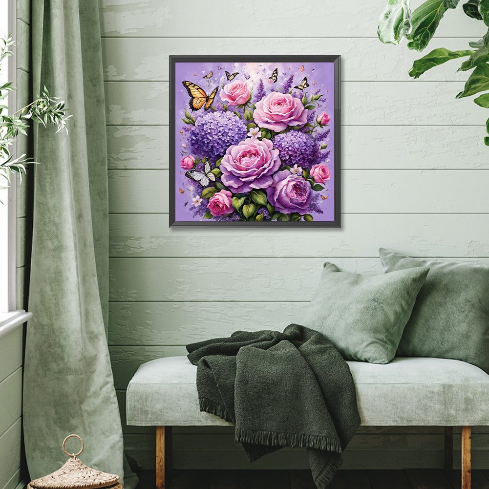 Purple Rose - Full Square Drill Diamond Painting 40*40CM