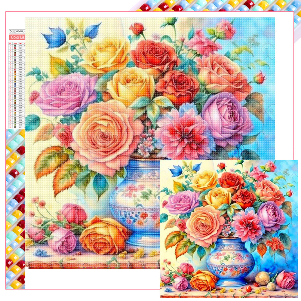 Colorful Rose - Full Square Drill Diamond Painting 40*40CM