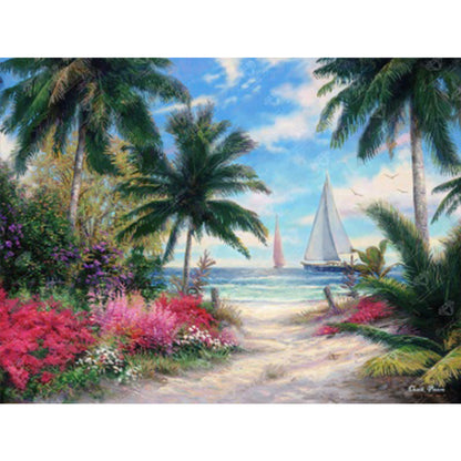 Coconut Tree At The Beach - Full Square Drill Diamond Painting 40*30CM