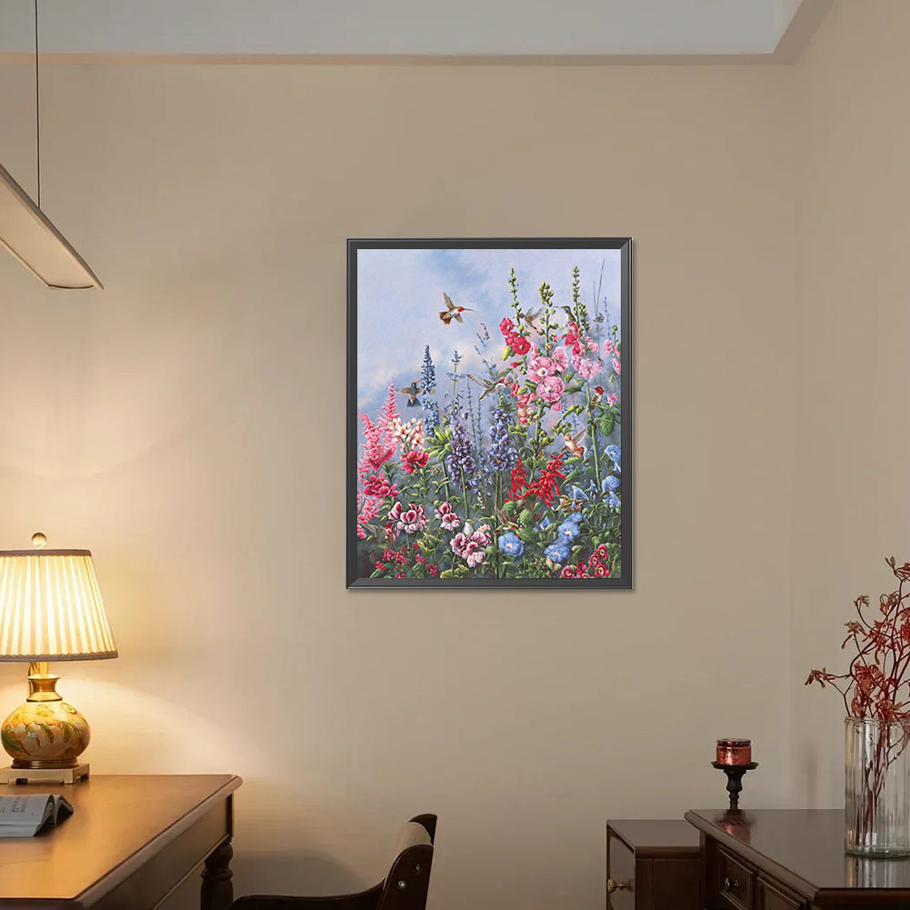Flower And Hummingbird - Full AB Square Drill Diamond Painting 40*40CM