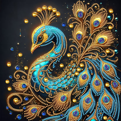 Blue Peacock - Special Shaped Drill Diamond Painting 30*30CM