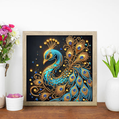 Blue Peacock - Special Shaped Drill Diamond Painting 30*30CM