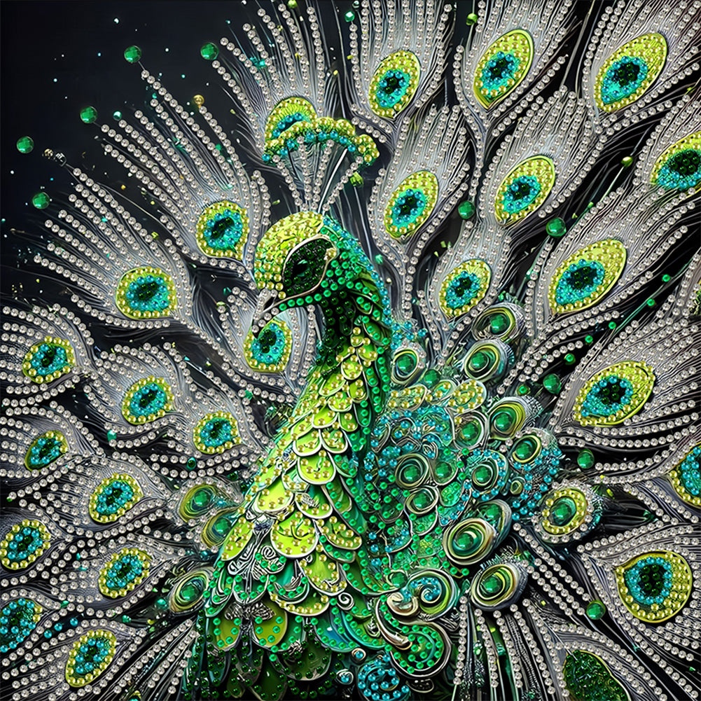 Green Peacock - Special Shaped Drill Diamond Painting 30*30CM