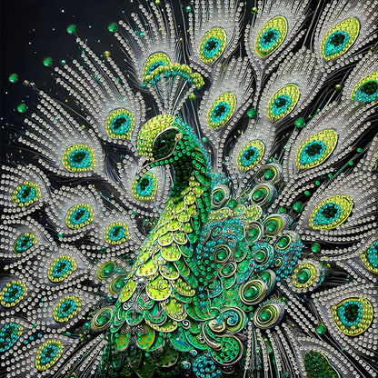 Green Peacock - Special Shaped Drill Diamond Painting 30*30CM