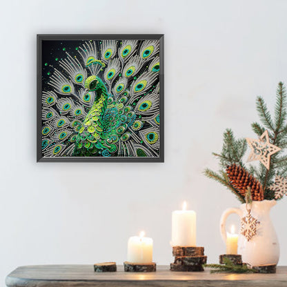 Green Peacock - Special Shaped Drill Diamond Painting 30*30CM