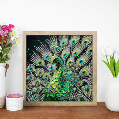 Green Peacock - Special Shaped Drill Diamond Painting 30*30CM