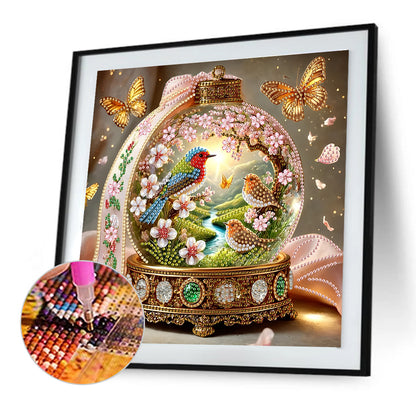 Blue Bird In Crystal Ball - Special Shaped Drill Diamond Painting 30*30CM
