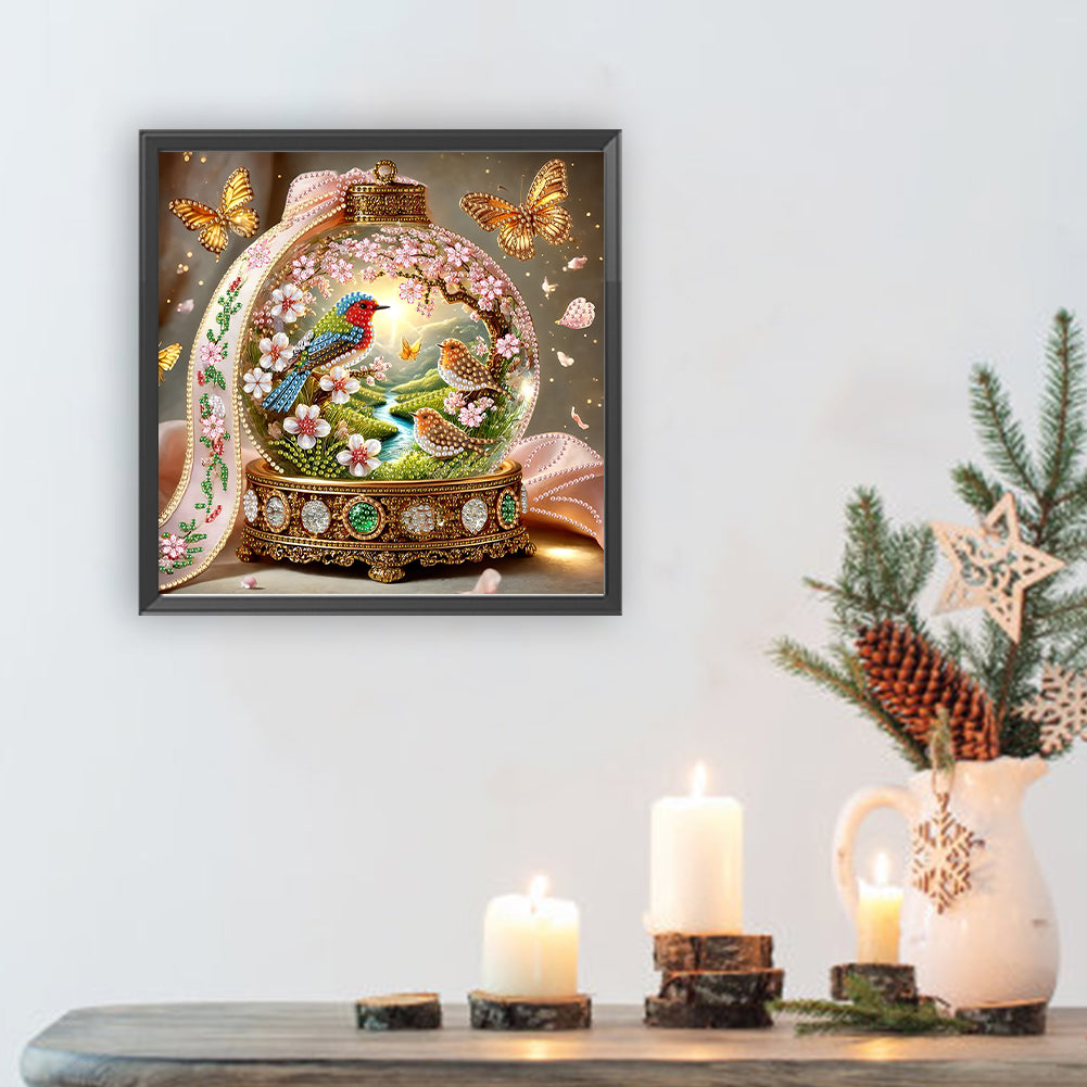 Blue Bird In Crystal Ball - Special Shaped Drill Diamond Painting 30*30CM