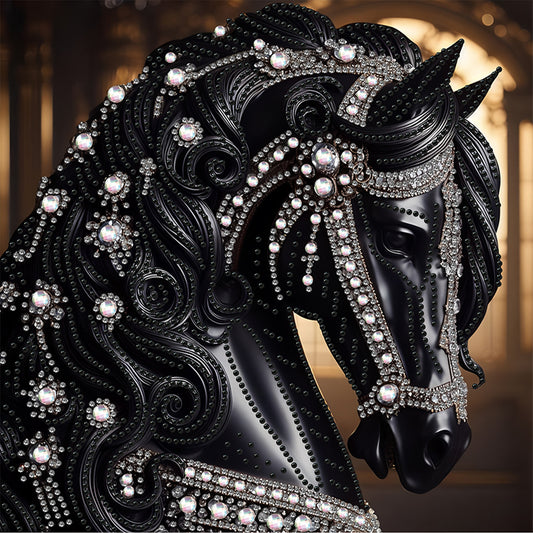 Gorgeous Black Horse - Special Shaped Drill Diamond Painting 30*30CM