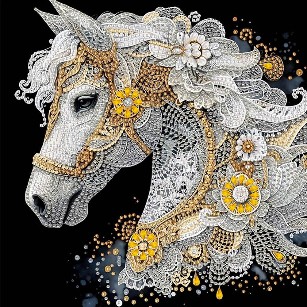 Gorgeous White Horse - Special Shaped Drill Diamond Painting 30*30CM
