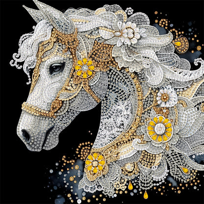Gorgeous White Horse - Special Shaped Drill Diamond Painting 30*30CM