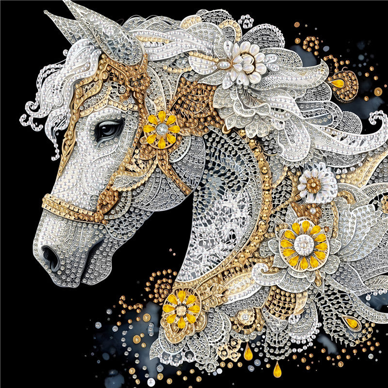 Gorgeous White Horse - Special Shaped Drill Diamond Painting 30*30CM