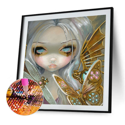 White Hair Girl - Full AB Round Drill Diamond Painting 50*50CM