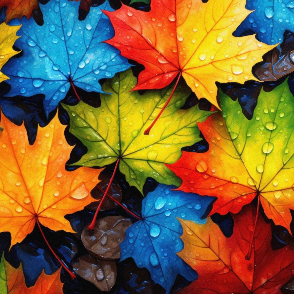 Maple Leaf - Full Round Drill Diamond Painting 30*30CM