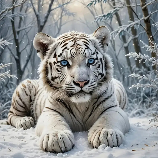 White Tiger - Full Round Drill Diamond Painting 40*40CM