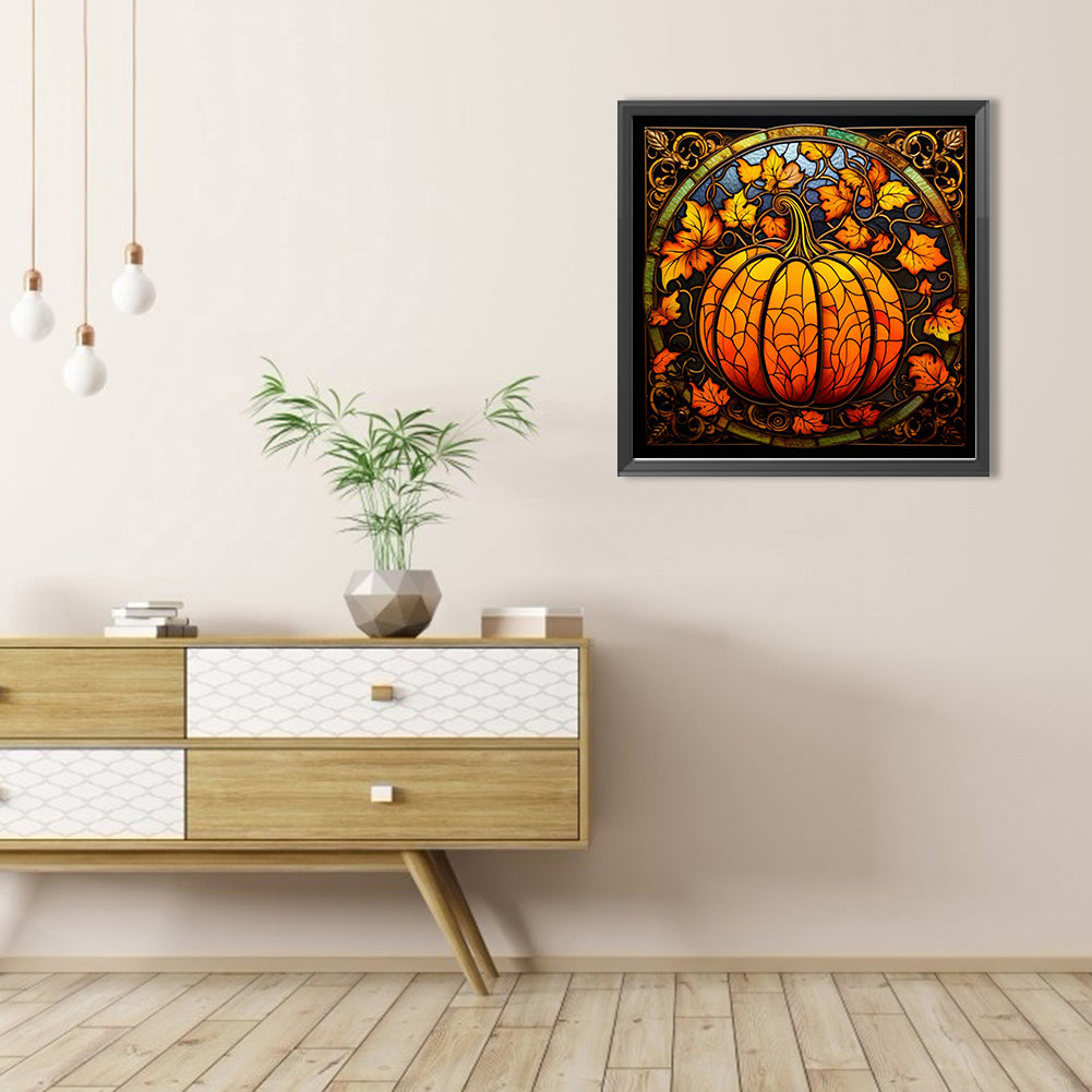 Pumpkin Glass Painting - Full AB Round Drill Diamond Painting 40*40CM