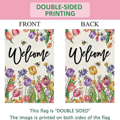 Spring Tulip 5D DIY Diamond Outdoor Flags Double Sided Diamond Art Vertical Flag