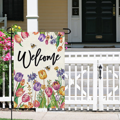 Spring Tulip 5D DIY Diamond Outdoor Flags Double Sided Diamond Art Vertical Flag