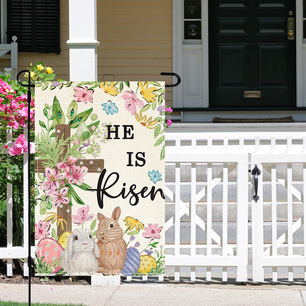 Spring Tulip 5D DIY Diamond Outdoor Flags Double Sided Diamond Art Vertical Flag