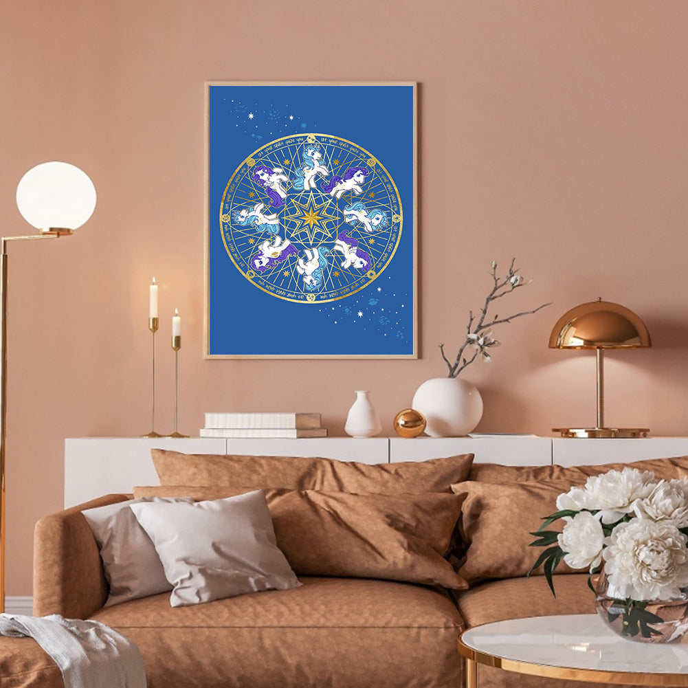 Rainbow White Horse - Full Round Drill Diamond Painting 30*40CM