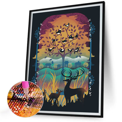 Deer And Nature - Full Round Drill Diamond Painting 30*40CM