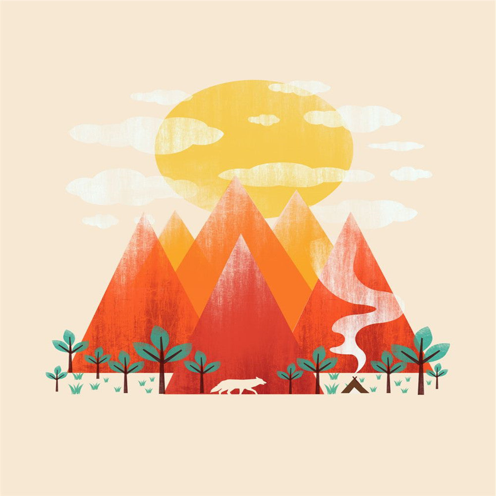 Mountain And Sun - Full Round Drill Diamond Painting 30*40CM